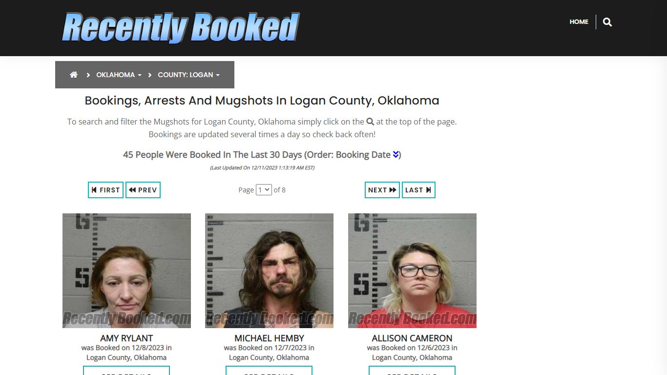Bookings, Arrests and Mugshots in Logan County, Oklahoma